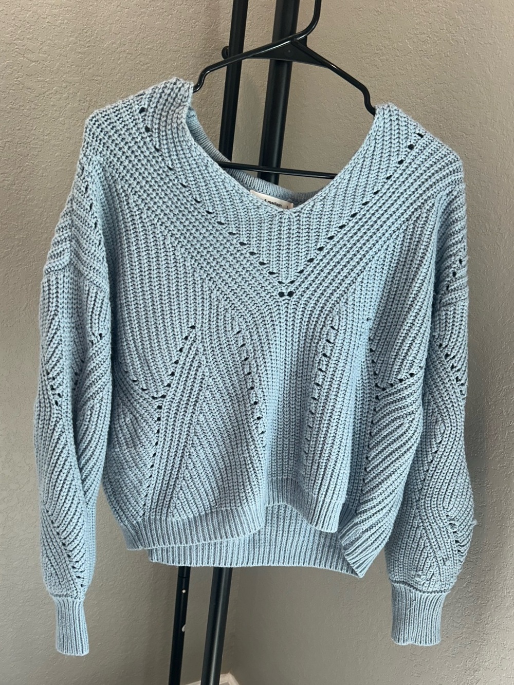 Light Blue V-Neck Knit Sweater